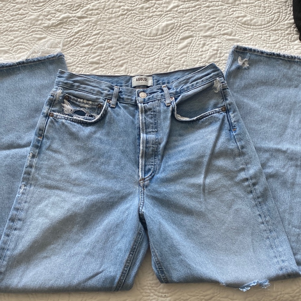 Agolde Women's High Rise Jeans in Light Blue